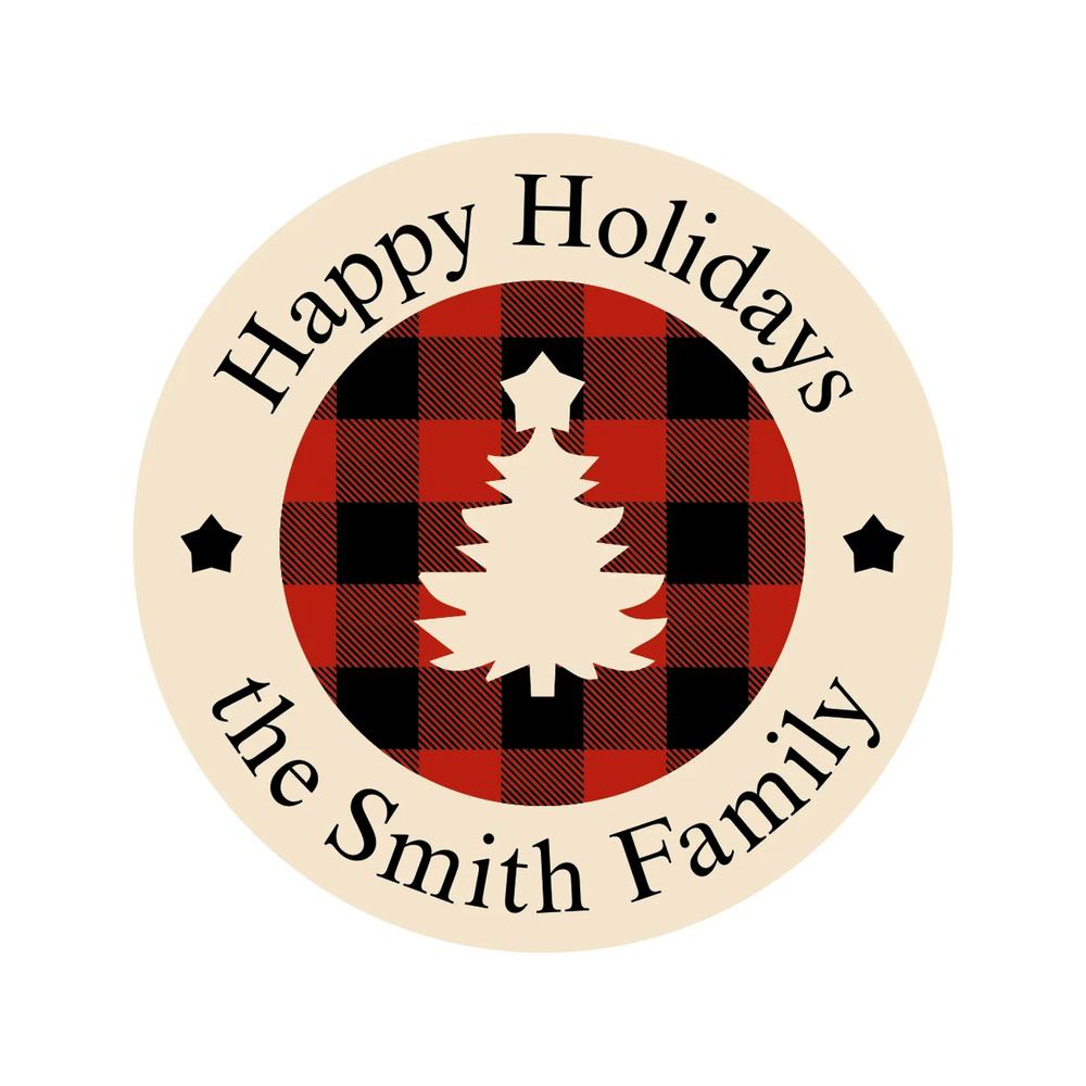 144 Pc Bulk Personalized Holiday Plaid Stickers