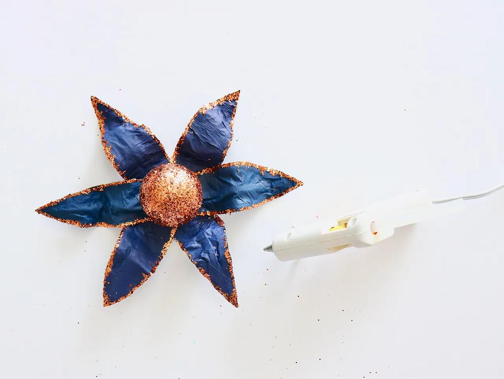Navy & Copper Poinsettia Wreath Idea step 6
