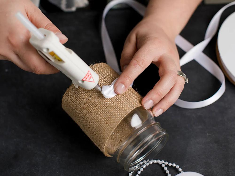 Spool of Pearls & Burlap Centerpiece Idea step 4 part 2