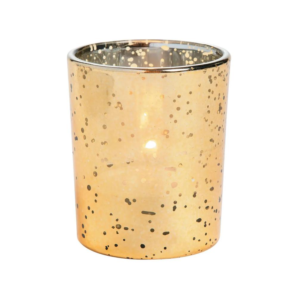 12 Pc GoldFlecked Mercury Glass Votive Candle Holders