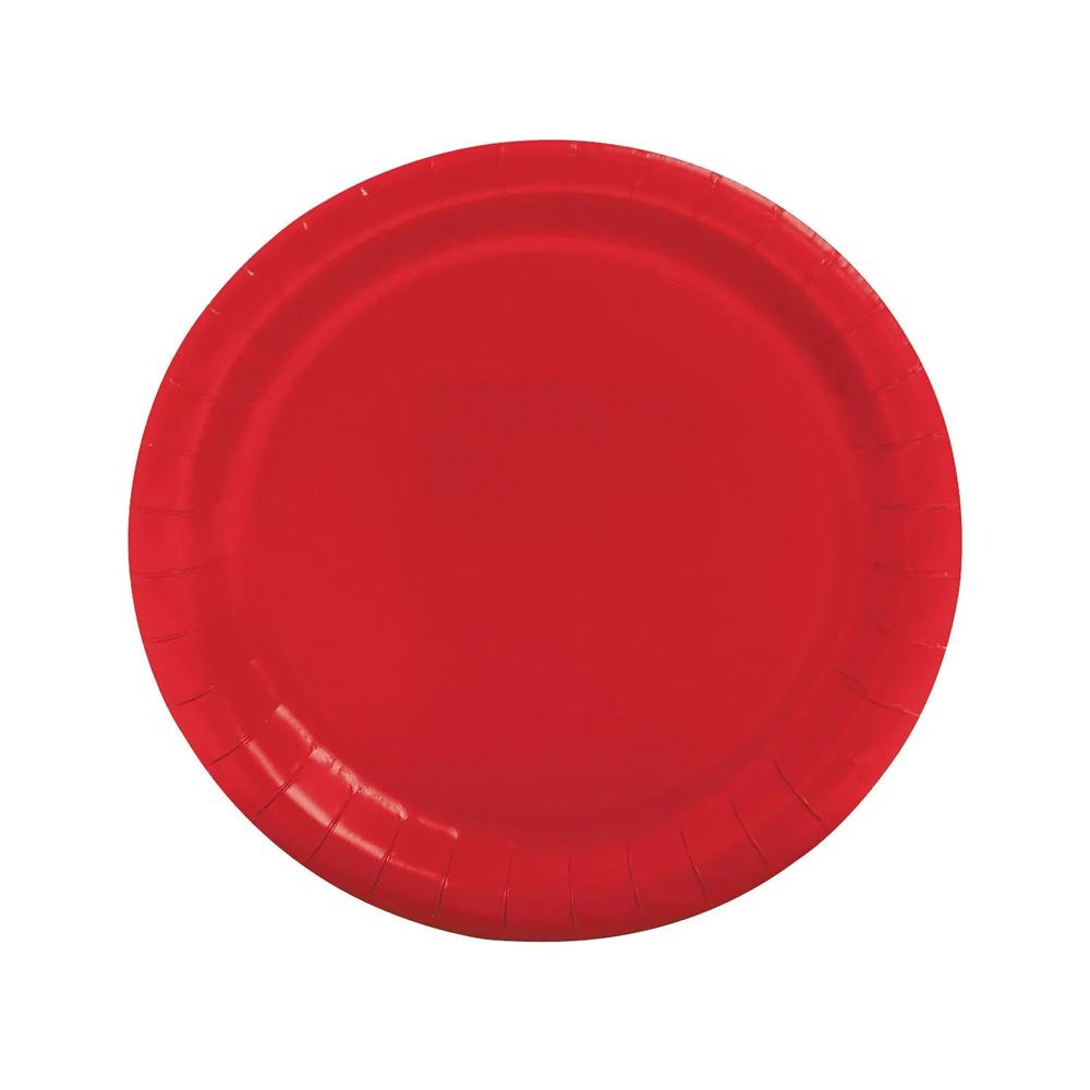 24 Pc 88 Red Paper Dinner Plates