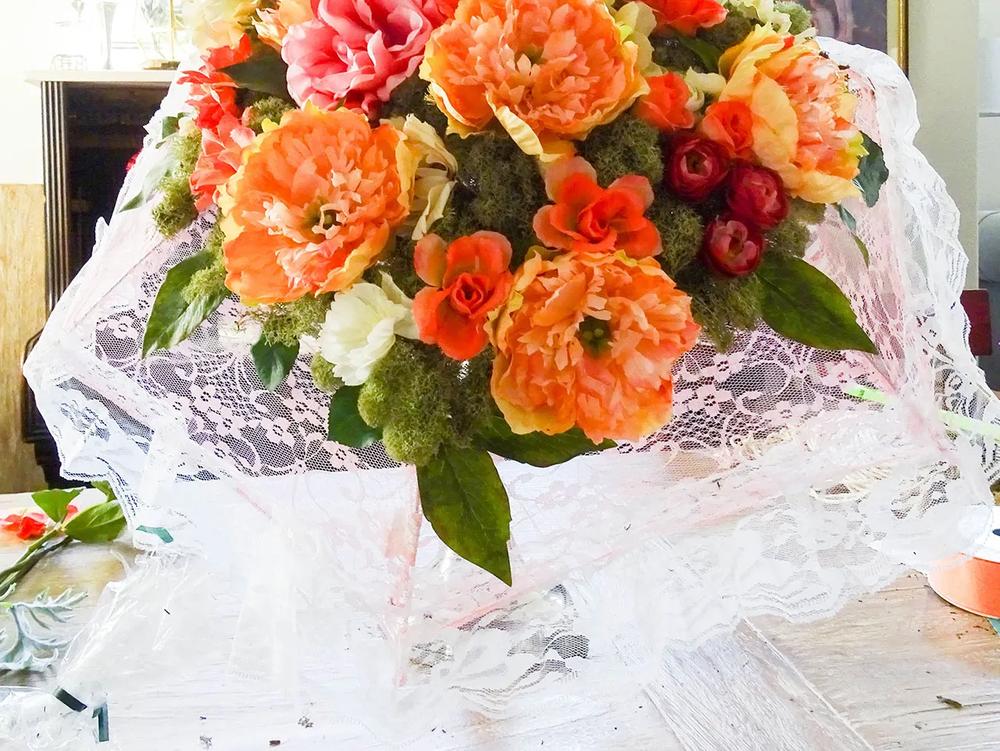 Romantic Style Floral Embellished Parasol for a Bridal Shower step 3