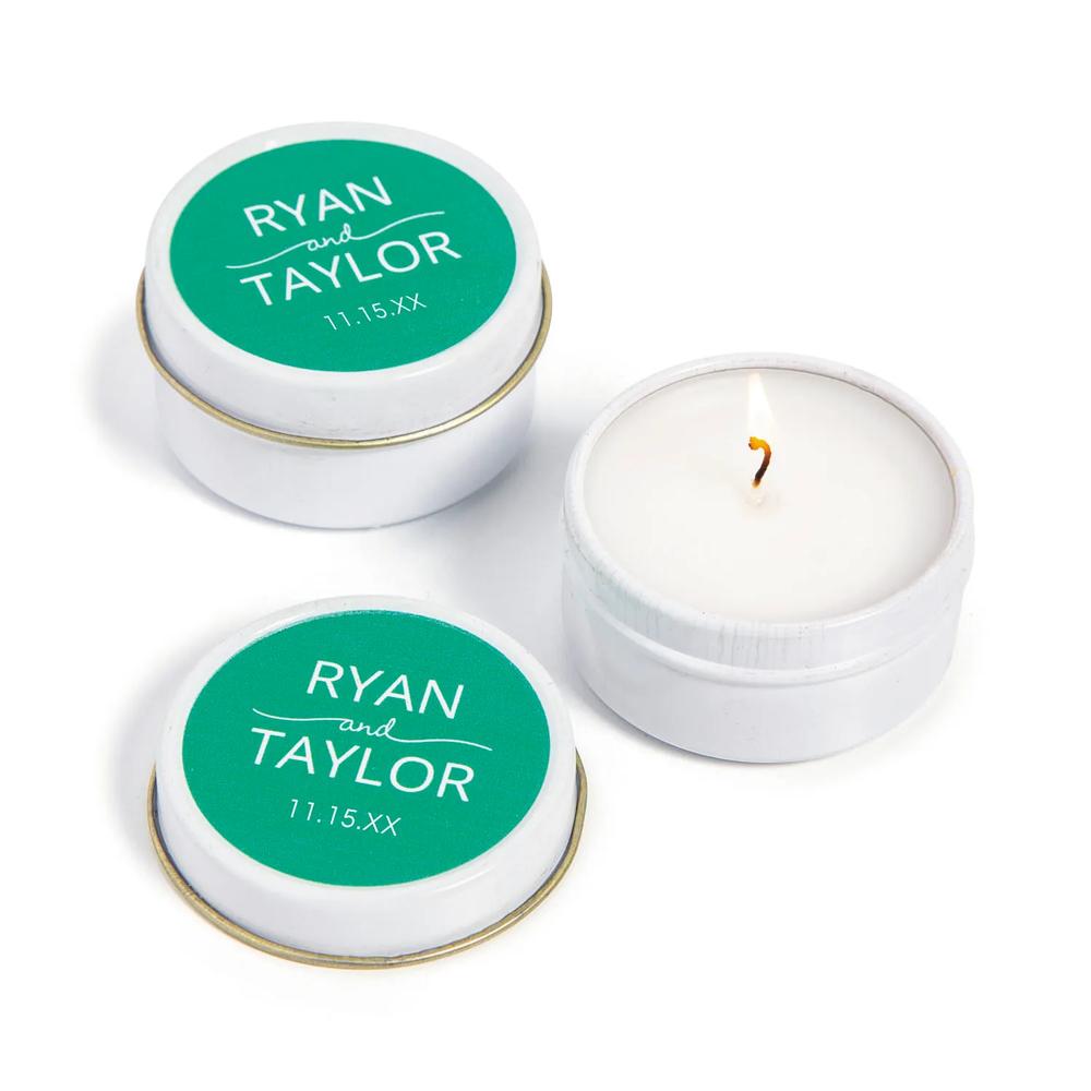12 Pc 2 Personalized Names Votive Candle Tins