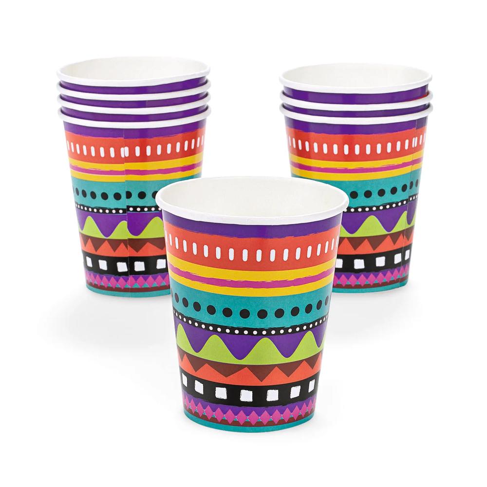 8 Pc Fiesta Bright Striped Paper Cups 3 9 oz