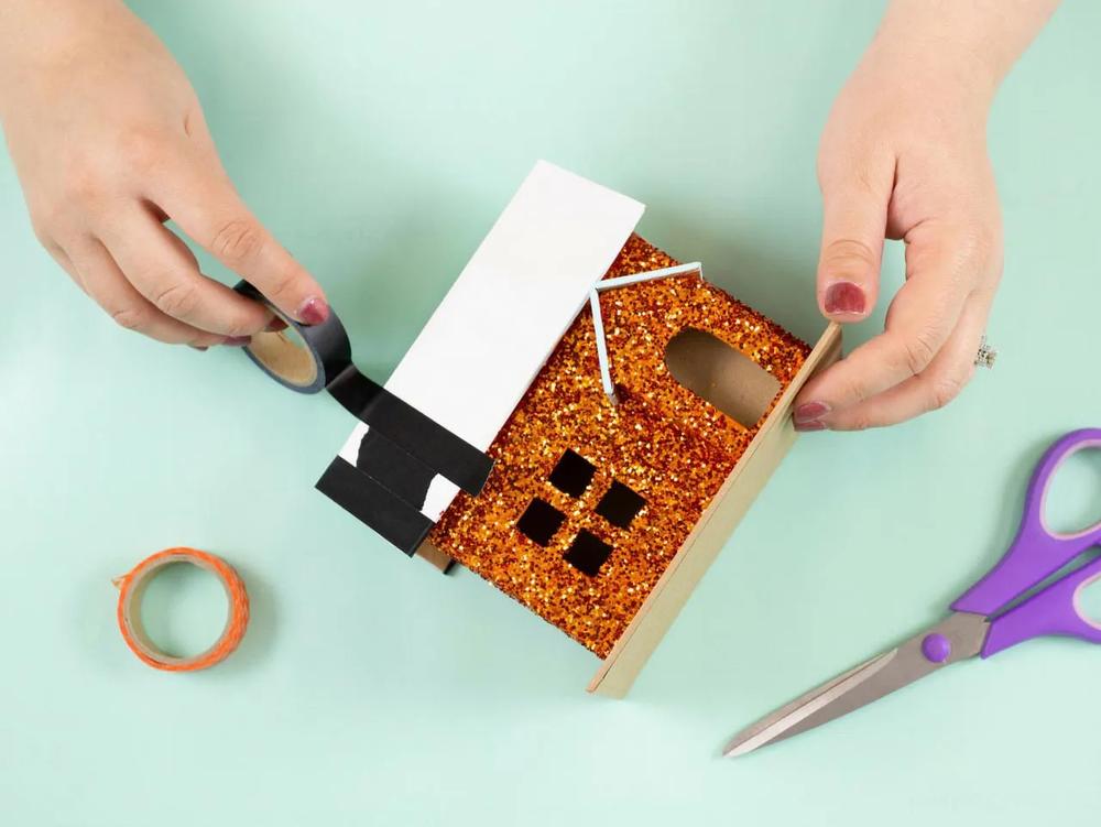 DIY Vintage Glitter Halloween Houses step 3 part 2