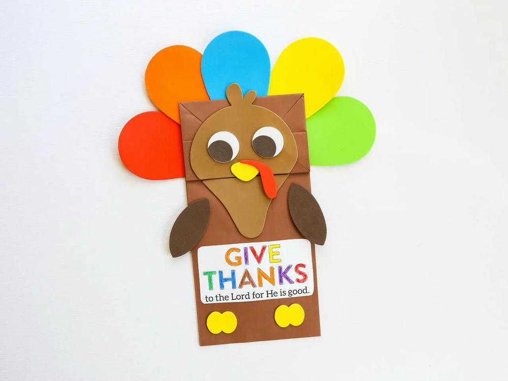 Give Thanks to the Lord Turkey Puppet Craft step 5 part 3