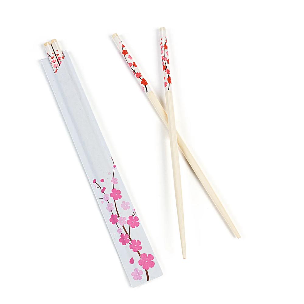 24 Pc Cherry Blossom Wood Chopsticks