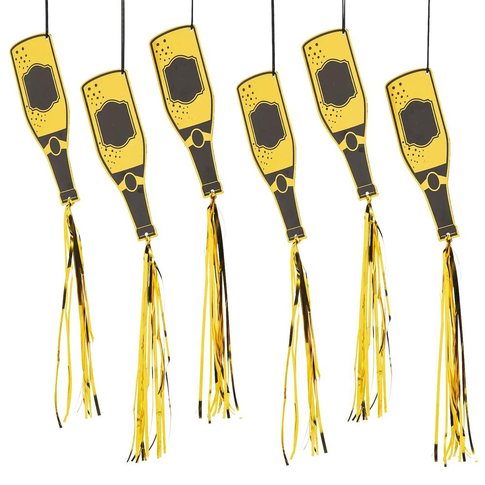 6 Pc 23 New Years Eve Champagne Bottle Ceiling Decorations with Tassels