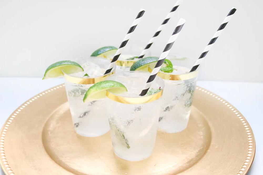 Skinny Mojito Cocktail - Preppy Wedding Inspiration - Black, White, Gold and Green