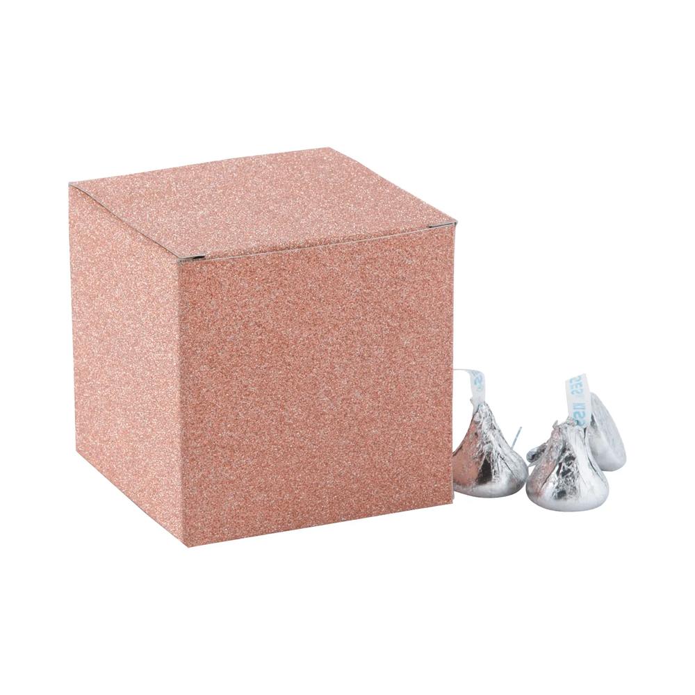 24 Pc 3 Mini Rose Gold Glitter Favor Boxes