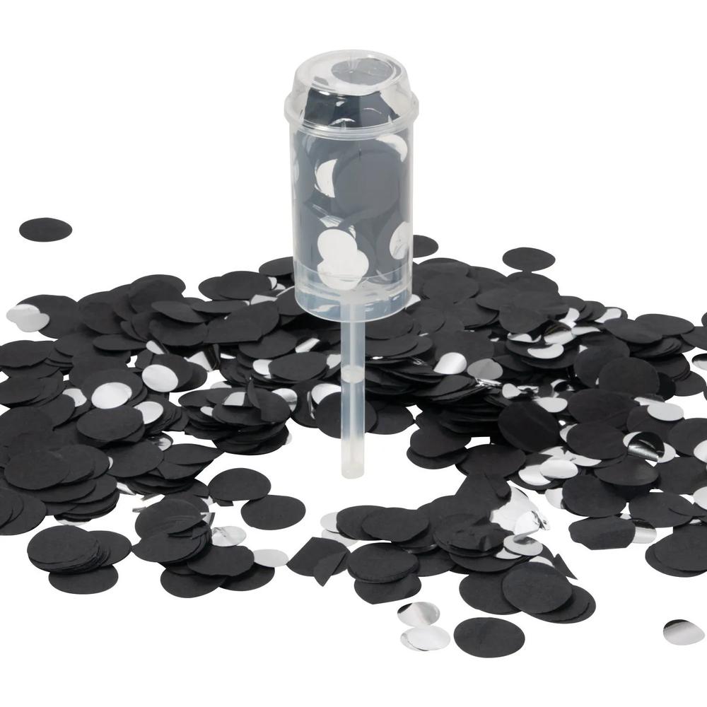 8 Pc Black  Silver PushUp Confetti Poppers
