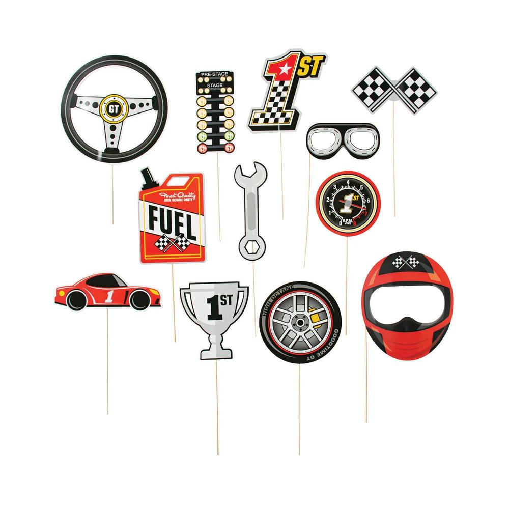 12 Pc Race Car Photo Stick Props