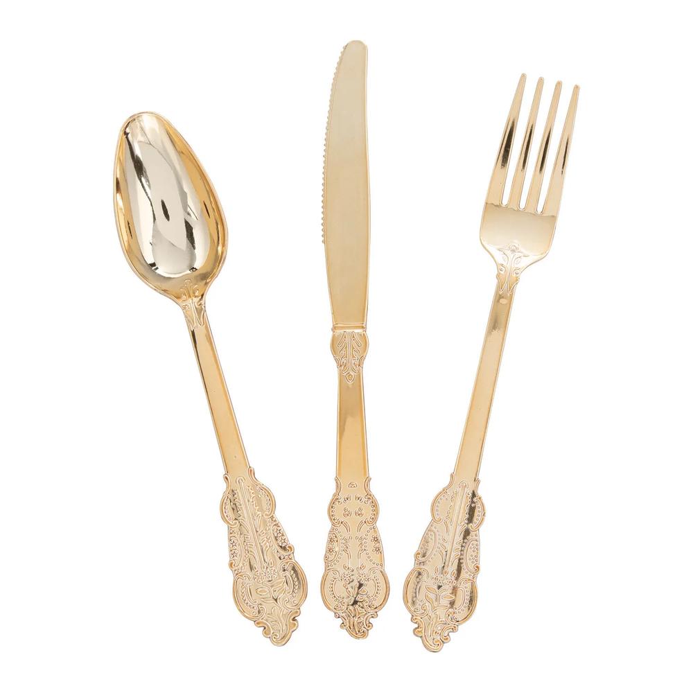 24 Pc Premium Ornate Gold Cutlery Sets
