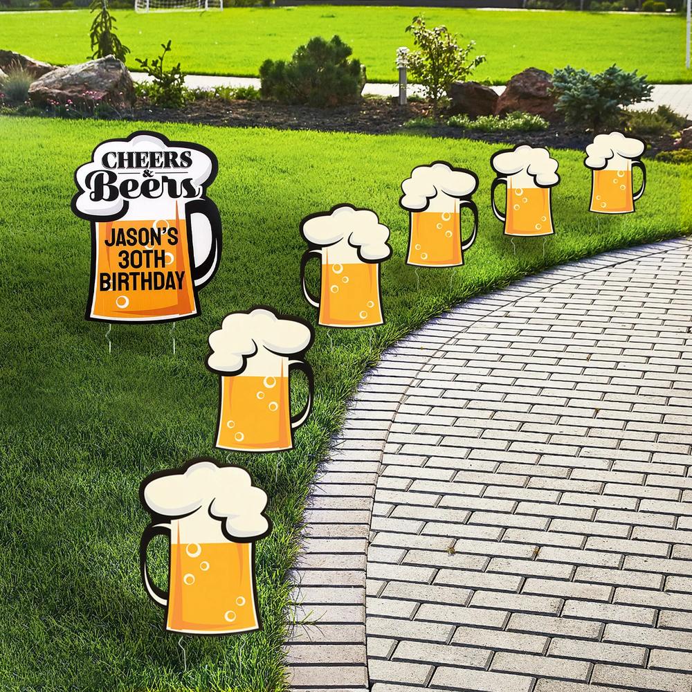 7 Pc Personalized Cheers  Beers Yard Sign Kit