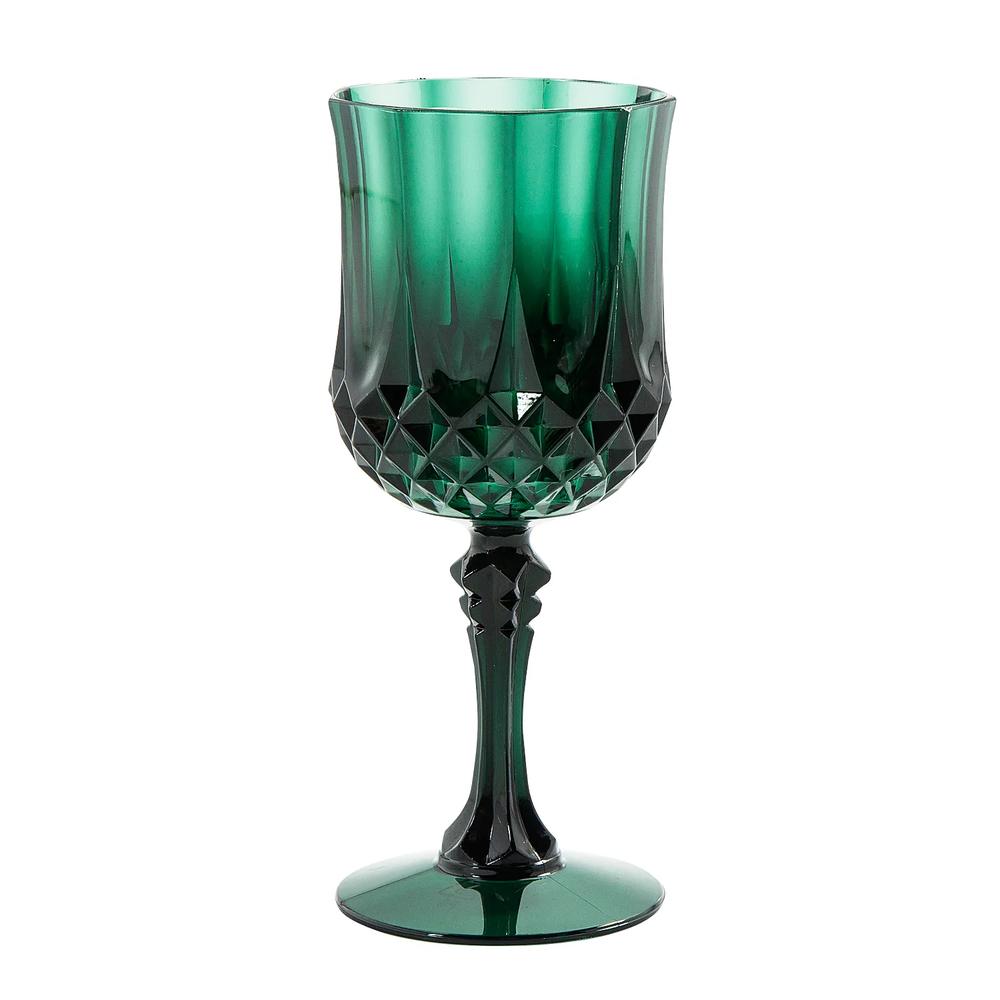 12 Pc Green Plastic Patterned Plastic Wine Glasses
