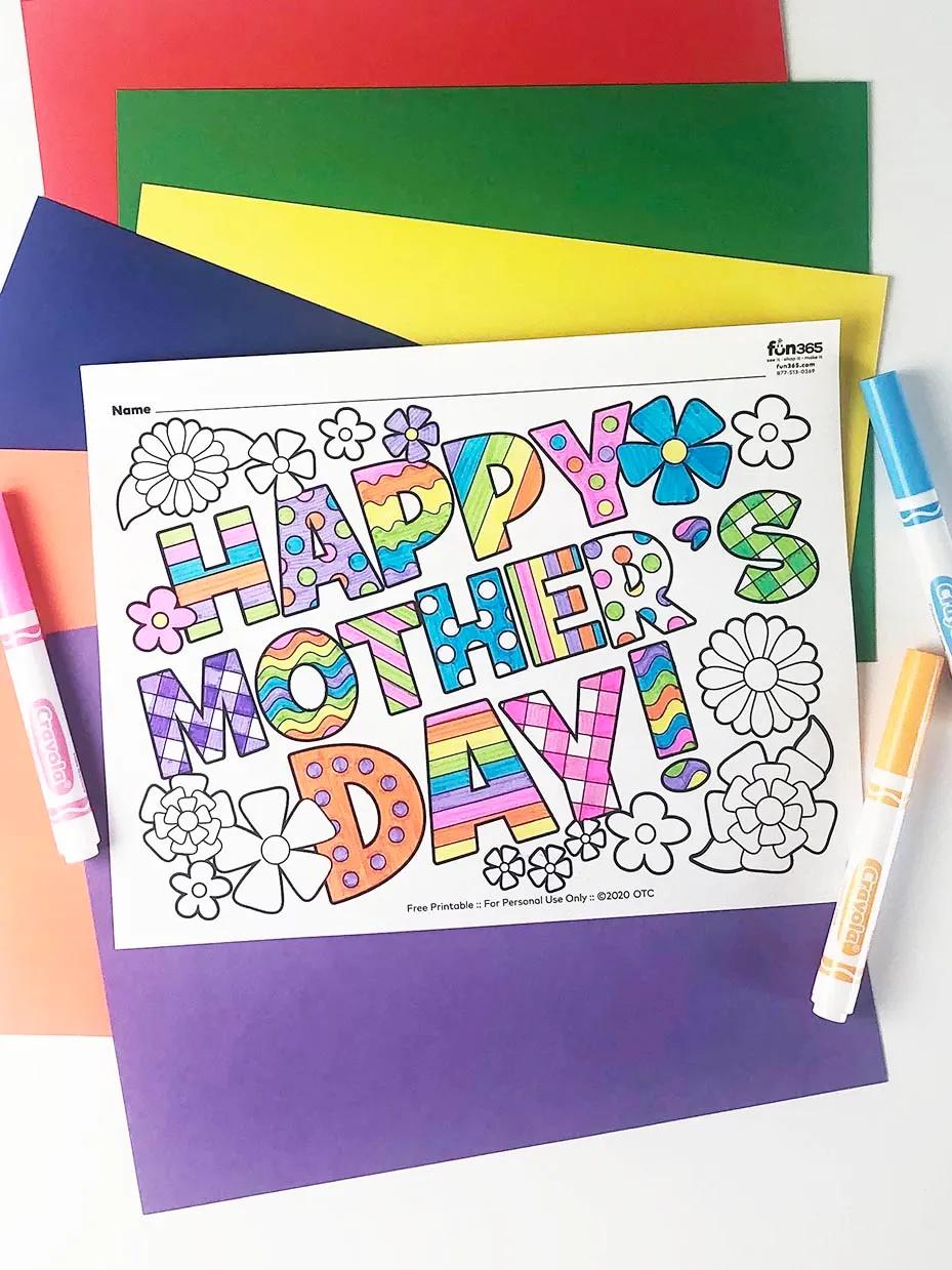 Free Mother's Day Coloring Pages step 3