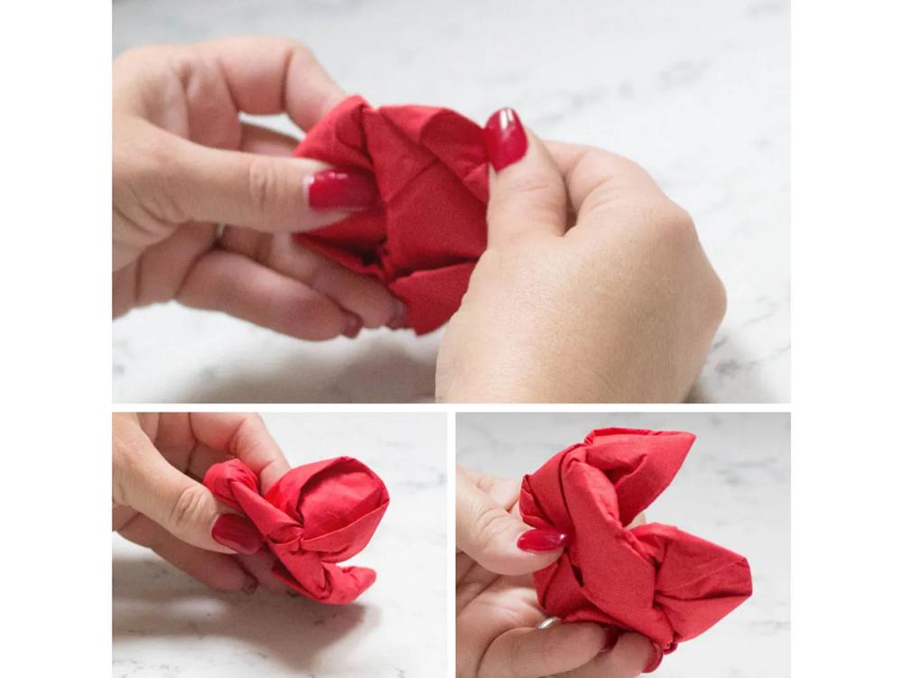Lotus Flower Origami Folded Dinner Napkins step 4
