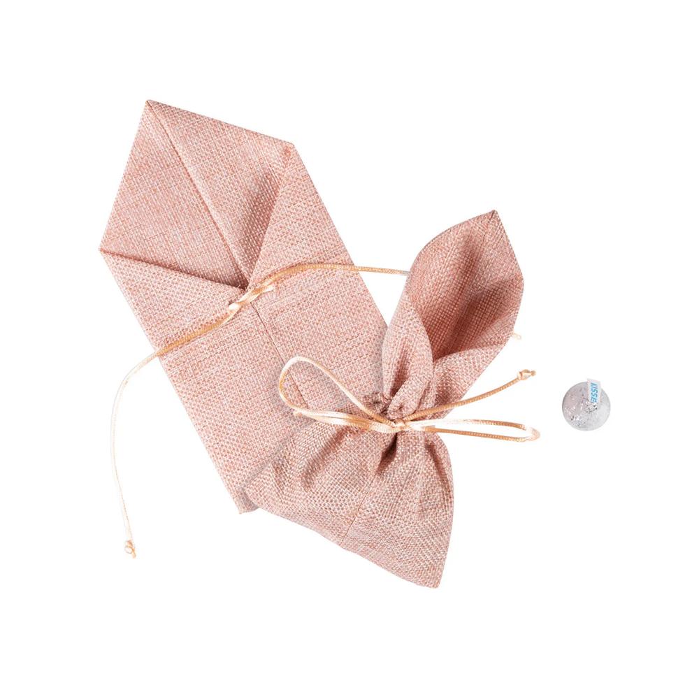 12 Pc 4x7 Large Pink Burlap Drawstring Favor Bags