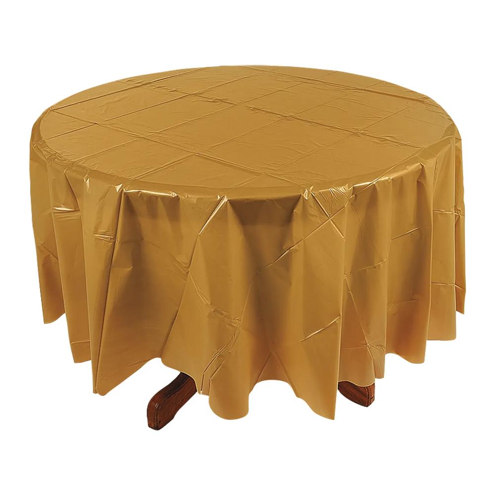 82 Gold Round Plastic Tablecloth