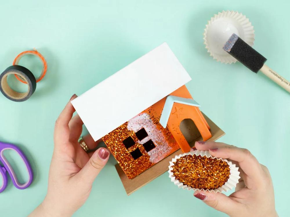 DIY Vintage Glitter Halloween Houses step 2 part 2