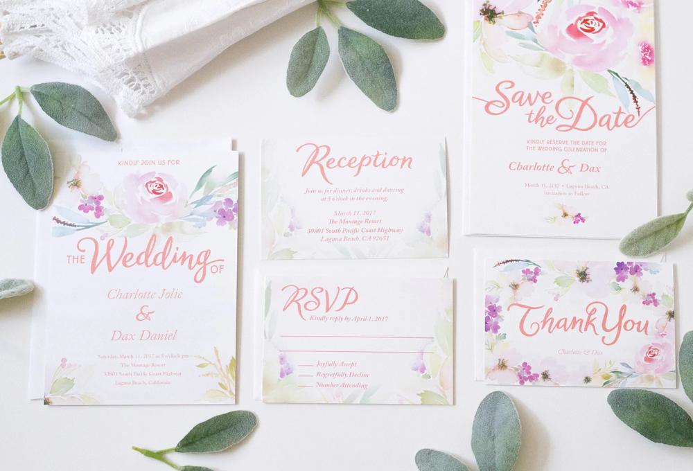 watercolor floral wedding invitation suite personalized