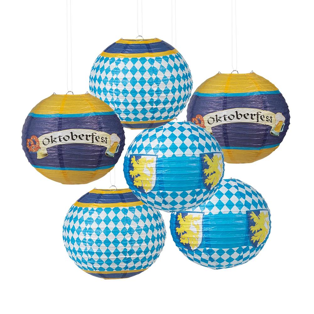 6 Pc 12 Oktoberfest Hanging Paper Lanterns