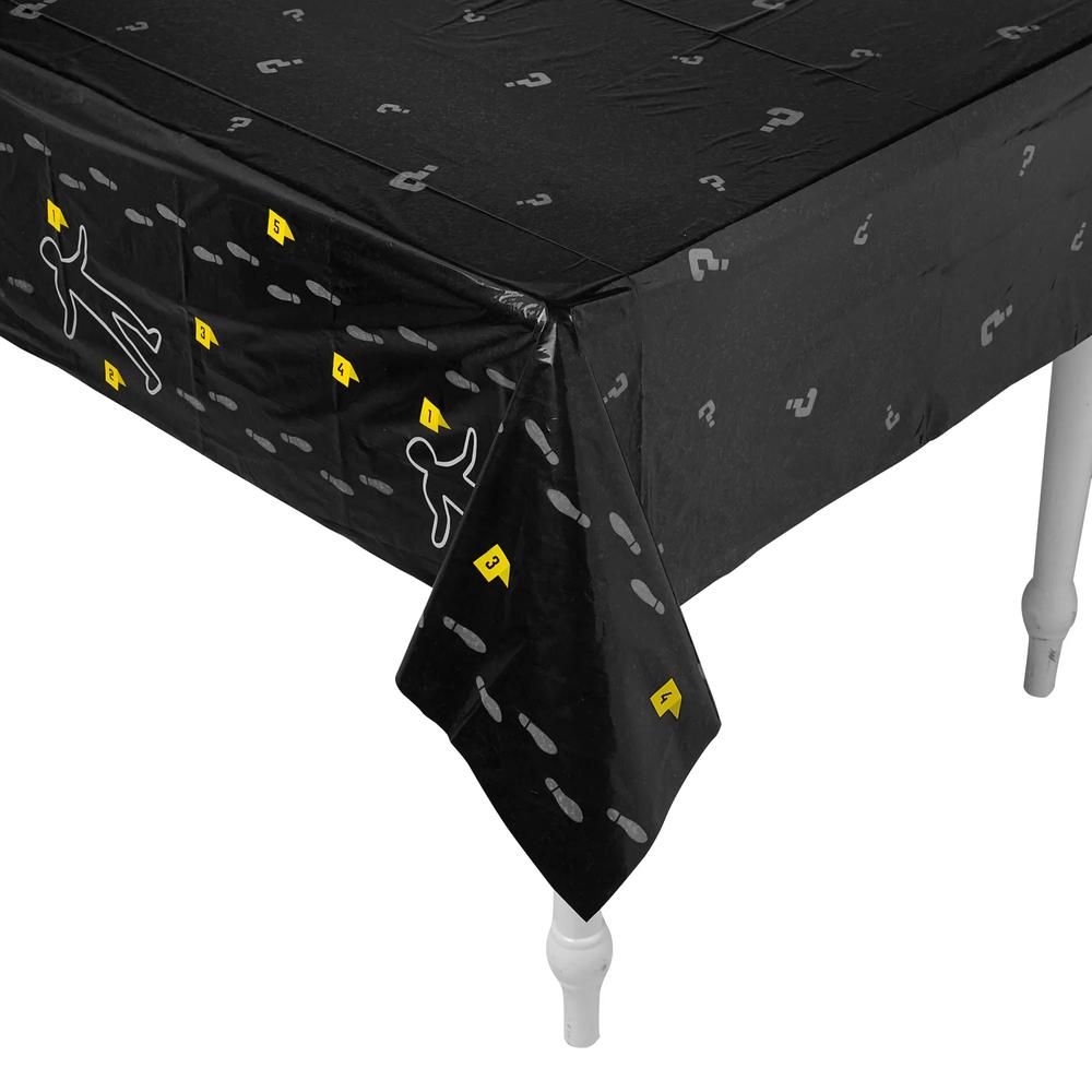 9 Ft Detective Mystery Party Rectangle Disposable Plastic Tablecloth Black