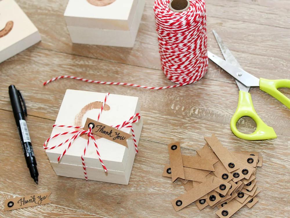 Handstamped Wood Favor Box for Mini Pie Favors step 4 part 1