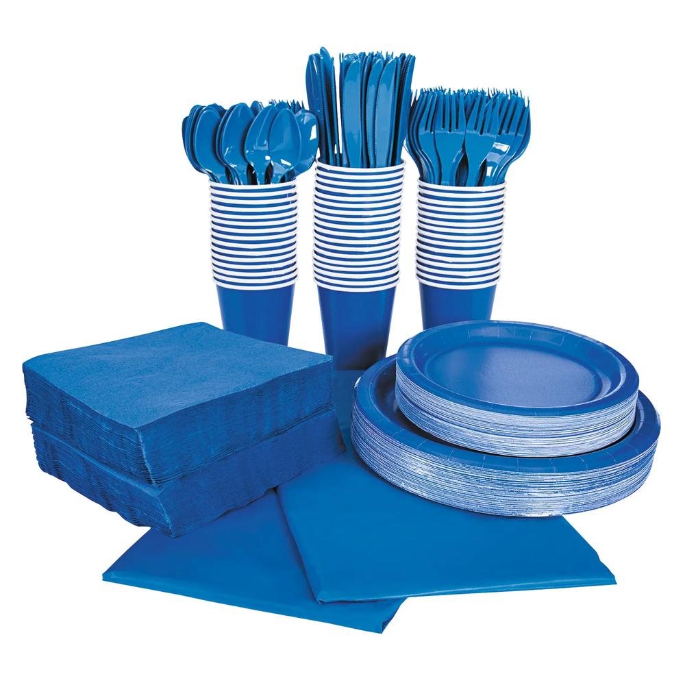 396 Pc Cobalt Blue Tableware Kit for 48 Guests
