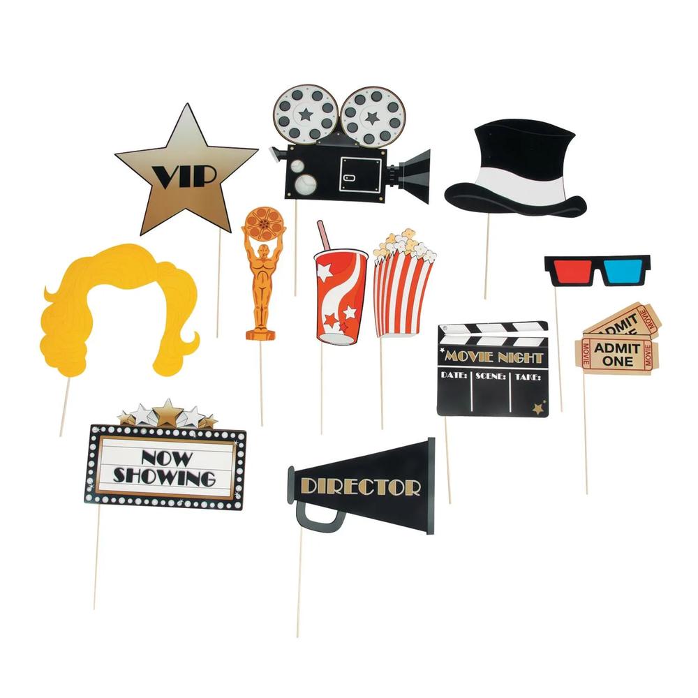 12 Pc Movie Night Photo Stick Props