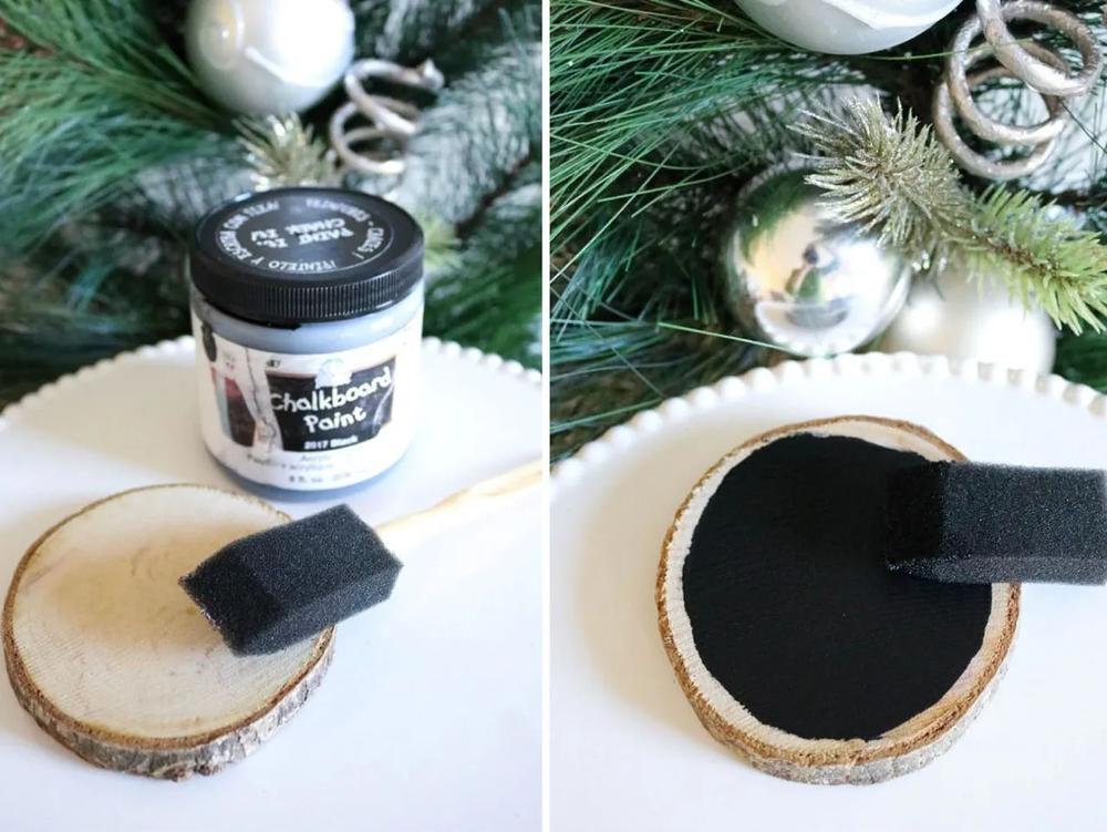 DIY Chalkboard Wood Slice Ornament step 1