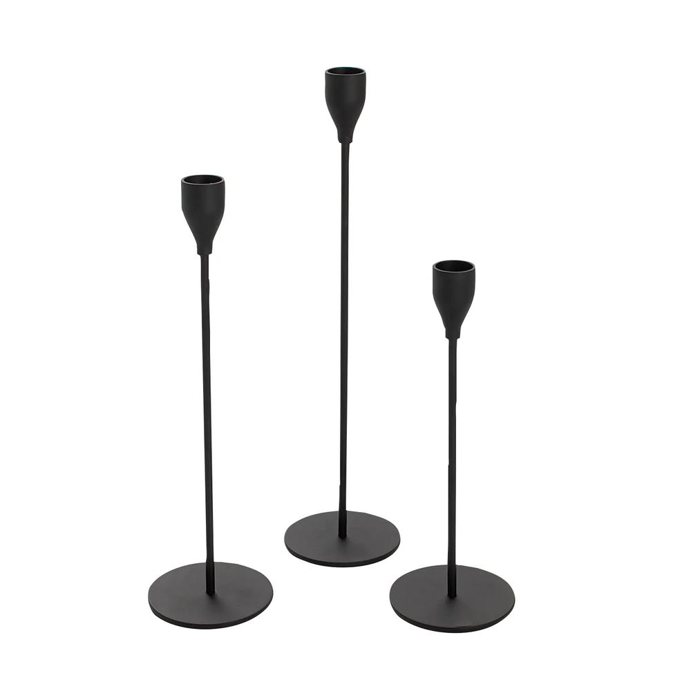 3 Pc Black Candle Holder Set 812