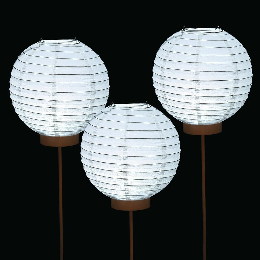 3 Pc 8 White LightUp Paper Lantern Balloons