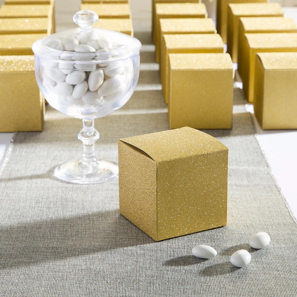 48 Pc 3 Bulk Mini Gold Glitter Favor Boxes