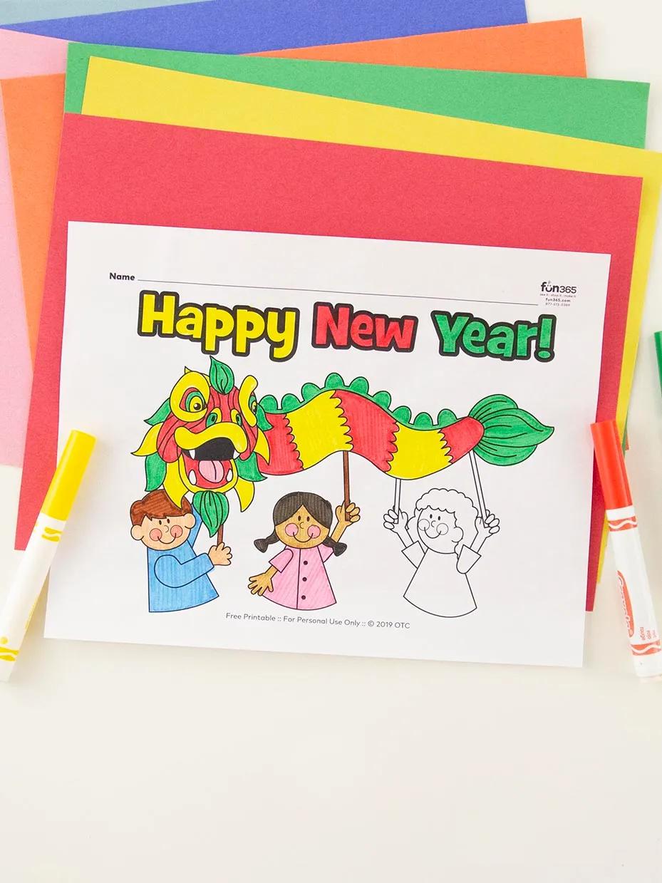 Free Chinese New Year Coloring Pages step 1