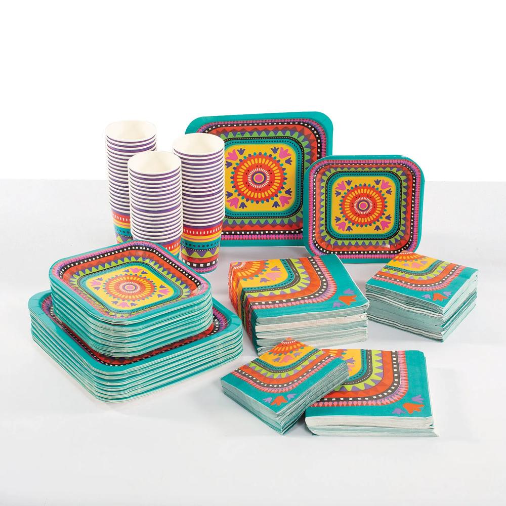 392 Pc Bright Fiesta Tableware Kit for 50 Guests