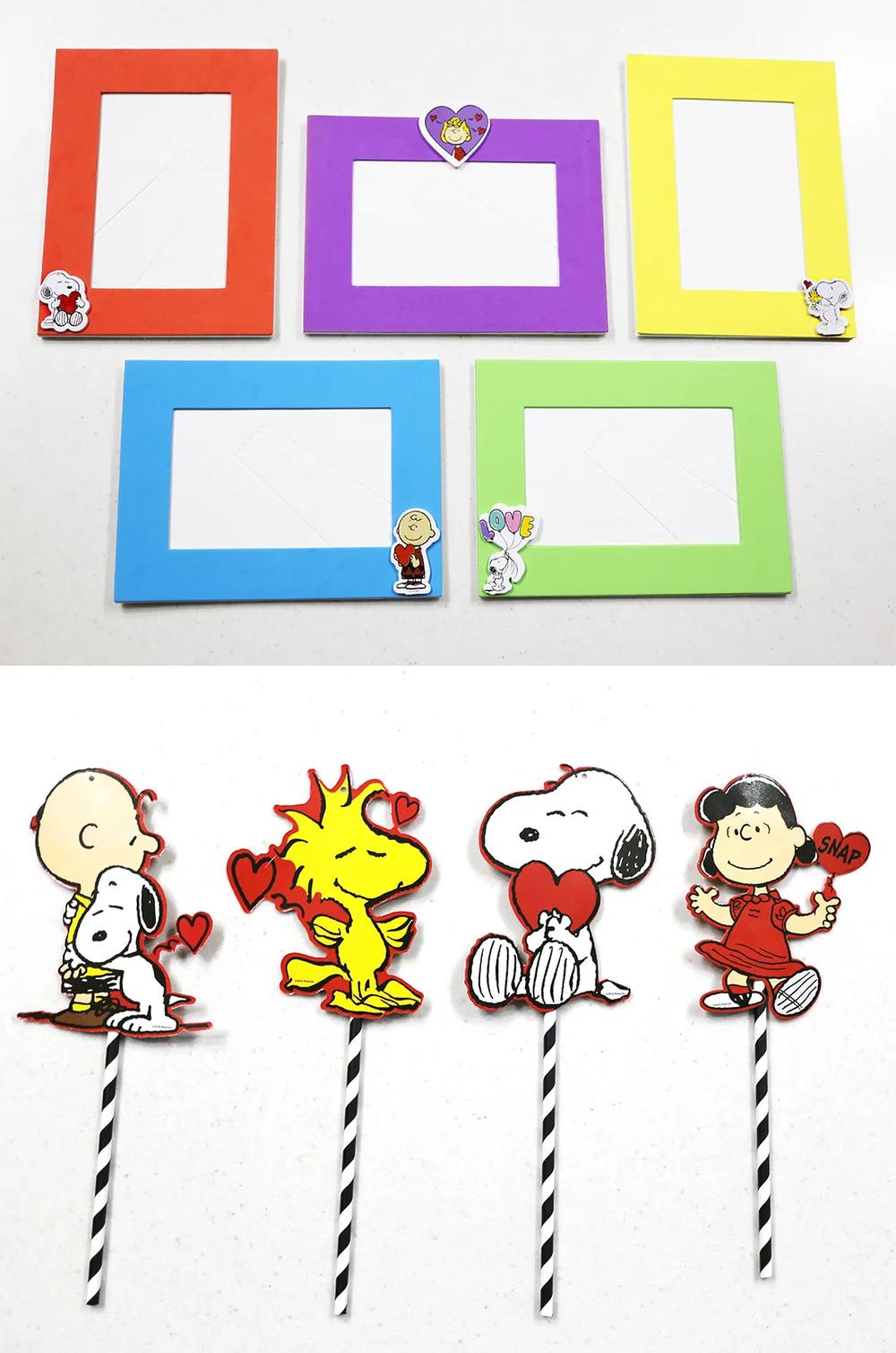 DIY Peanuts Valentine Photo Frames and Photo Stick Props