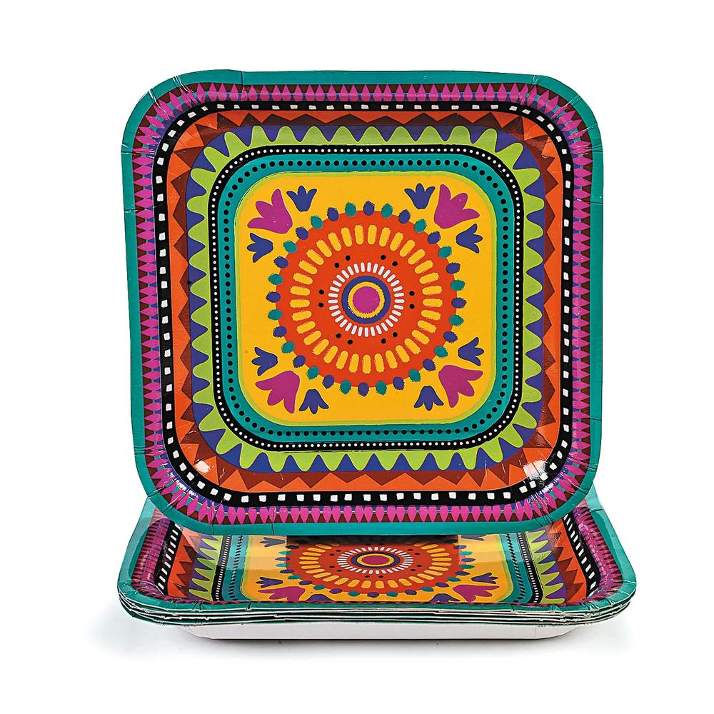 8 Pc 9 Fiesta Paper Dinner Plates