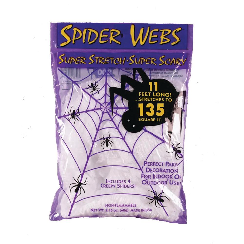 11 Stretchy White Spider Web Decoration