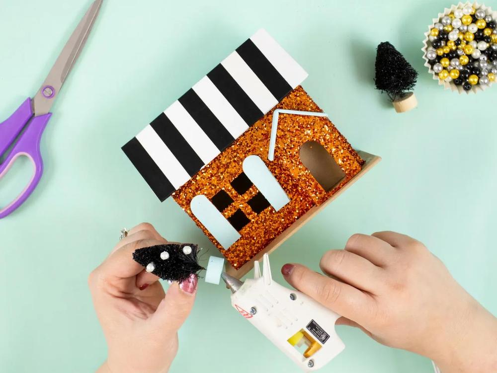 DIY Vintage Glitter Halloween Houses step 5 part 2