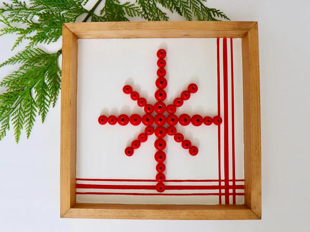 Wood Bead Snowflake Sign step 9