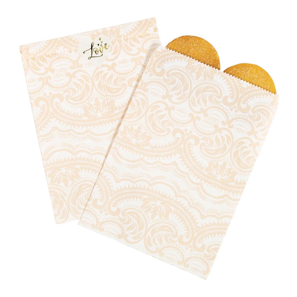 12 Pc 5x8 Rustic Lace Print Wedding Treat Bags