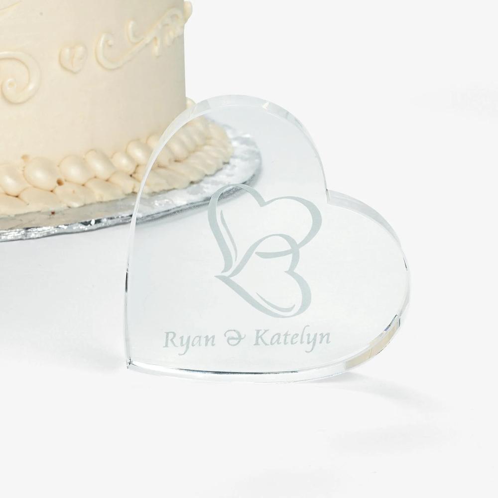 3 Personalized Two Hearts Wedding Cake Topper