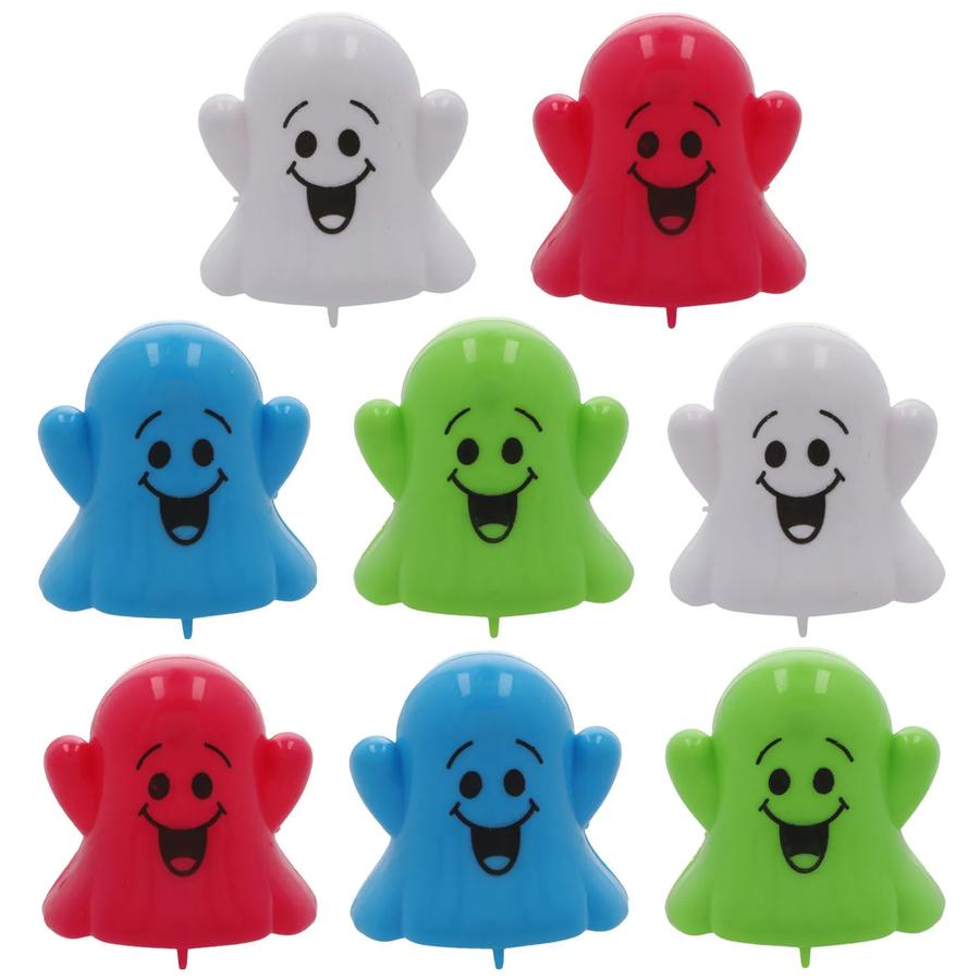 Mini Brightly Colored Ghost Plastic Pull-Back Toys - 8 pc