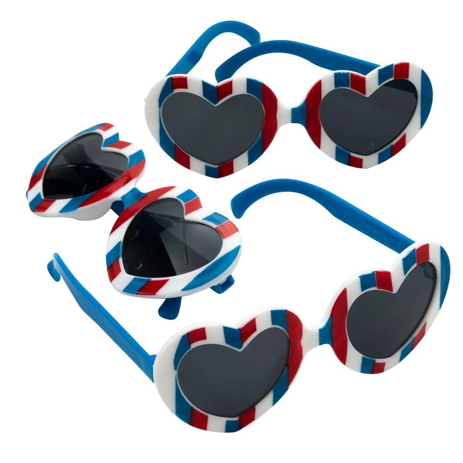 Bundle of 2 Fourth of July Sunglasses – Red Rectangle & Patriotic Heart Shape Amazon.com: 2 Pair Heart Sunglasses for Women Men, Patriotic  main image 4